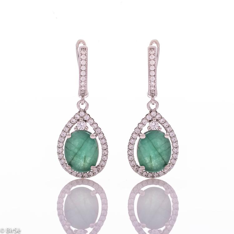 Silver earrings - Natural emerald 5,20 ct.