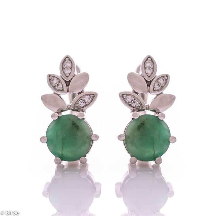 Silver earrings - Natural emerald 1,60 ct