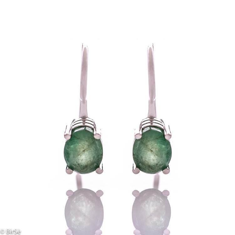 Silver earrings - Natural emerald 2,52 ct