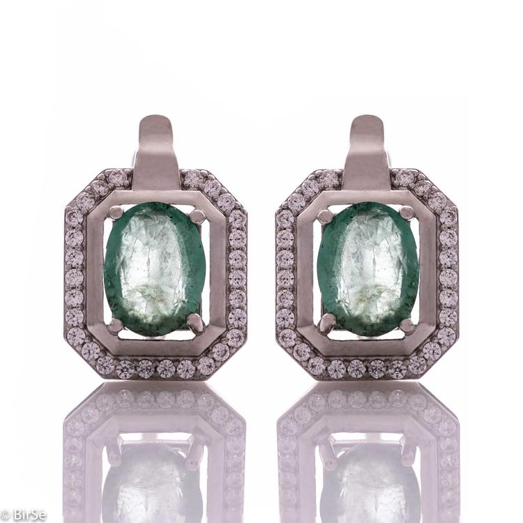 Silver earrings - Natural emerald 2,52 ct