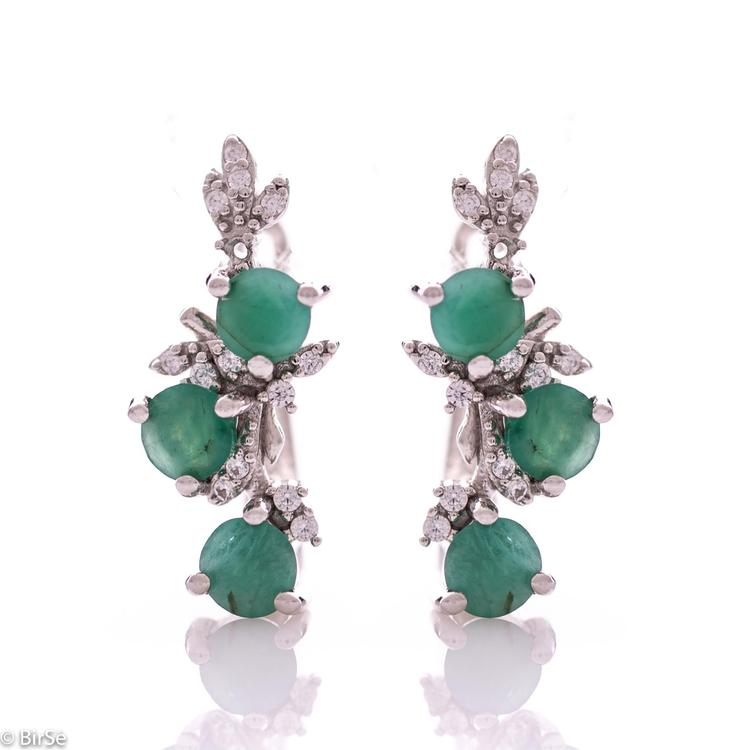 Silver earrings - Natural emerald 1,62 ct 