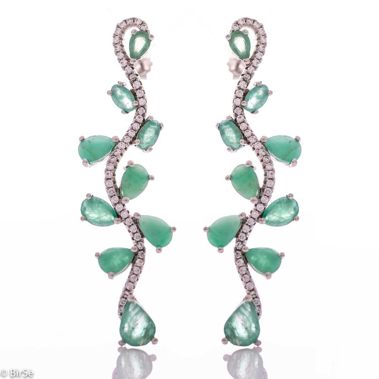 Silver earrings - Natural emerald 7,40 ct