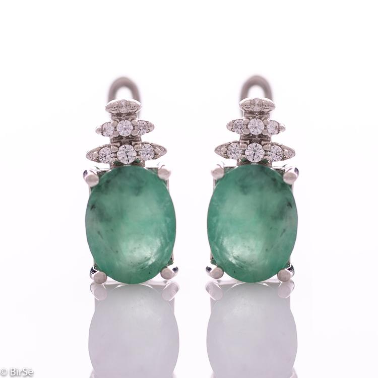 Silver earrings - Natural emerald 3,80 ct