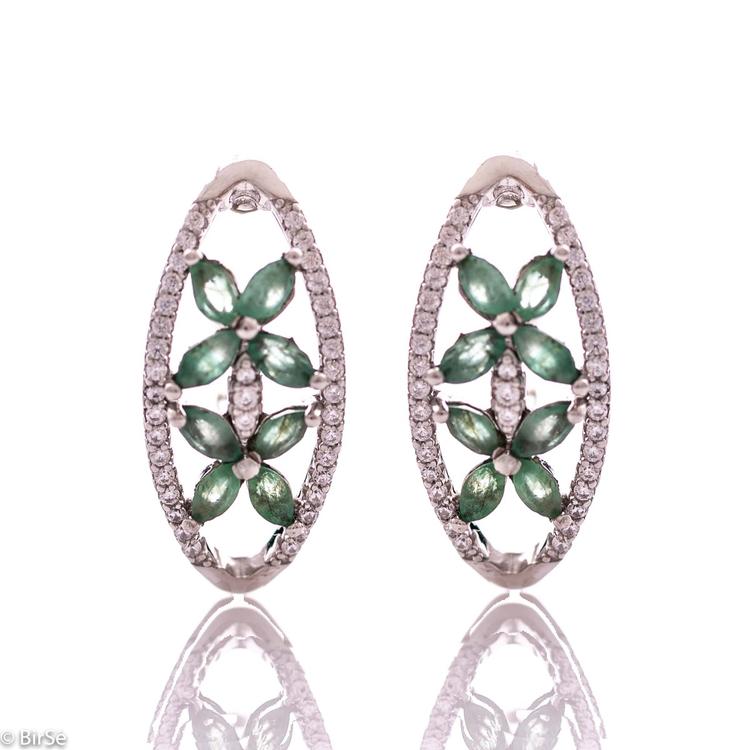 Silver earrings - Natural emerald 1,44 ct