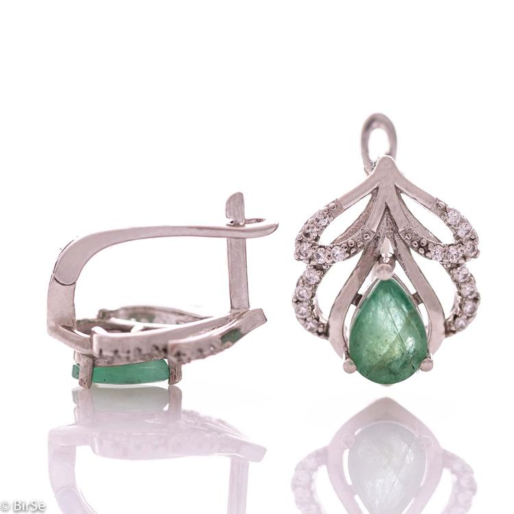 Silver earrings - Natural emerald 1,40 ct