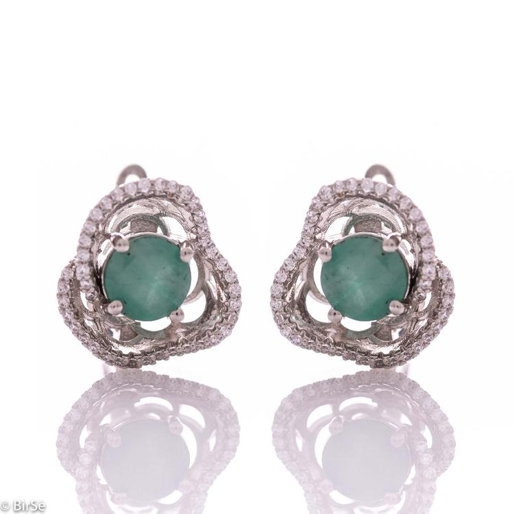 Silver earrings - Natural emerald 3,40 ct