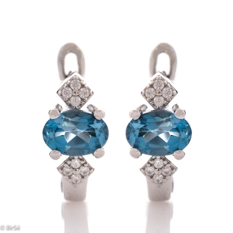 Silver Earrings - Natural London Topaz 1,14 ct.