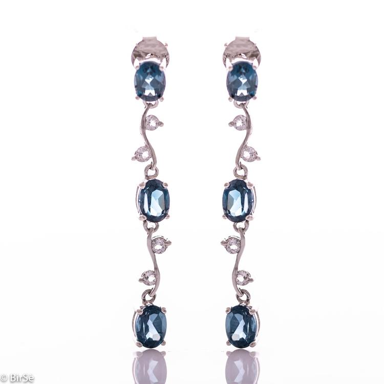 Silver earrings - Natural London topaz 6,60 ct