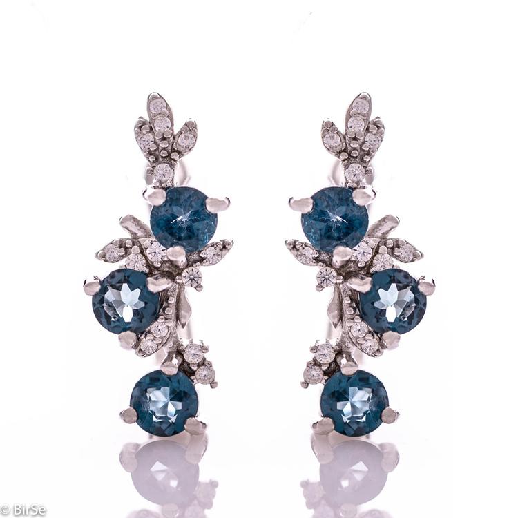 Silver earrings - Natural London topaz 1,80 ct 