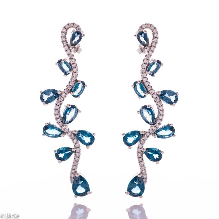 Silver earrings - Natural London topaz 8,62 ct