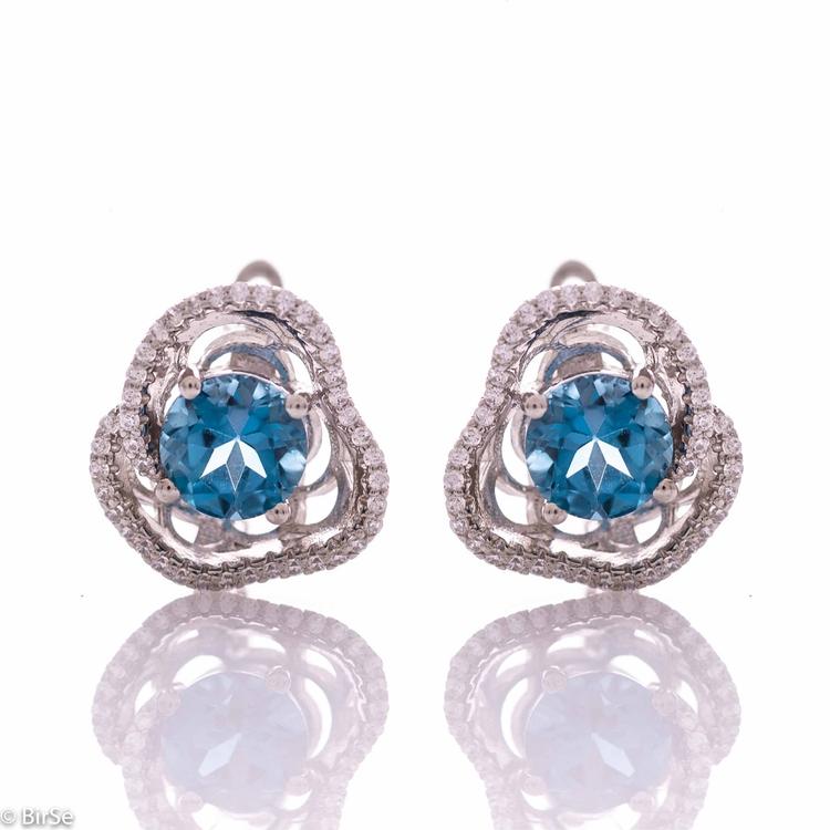 Silver earrings - Natural london topaz 3,10 ct