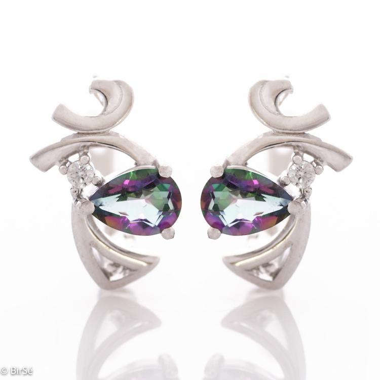 Silver earrings - Natural mystic topaz 1,00 ct