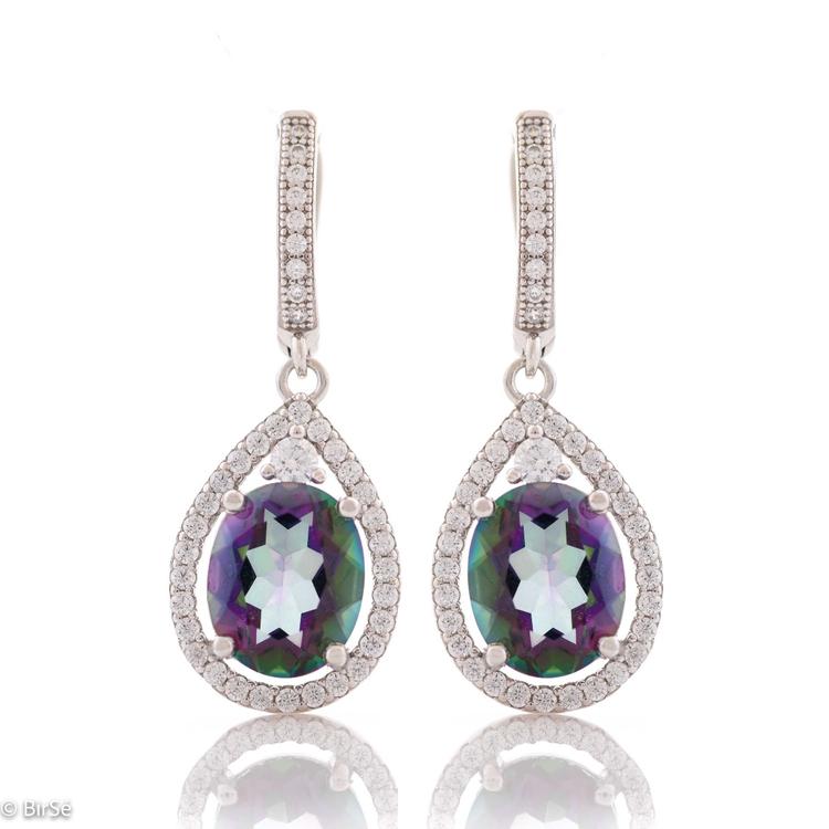 Silver earrings - Natural mystic topaz 7.00 ct.