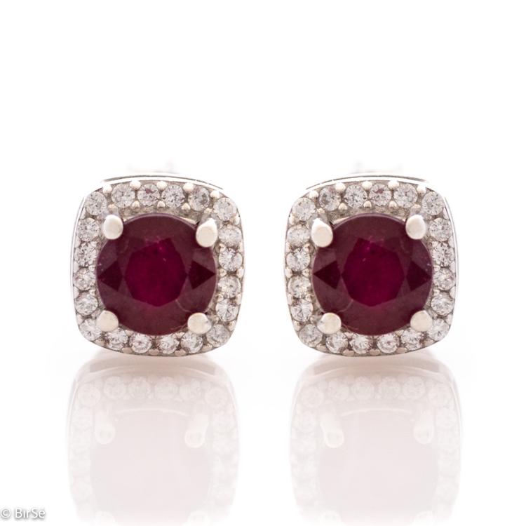 Silver earrings - Natural ruby 1,30 ct.