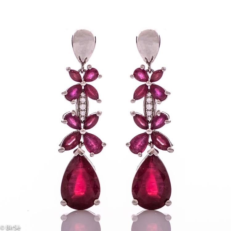 Silver earrings - Natural ruby 13,78 ct