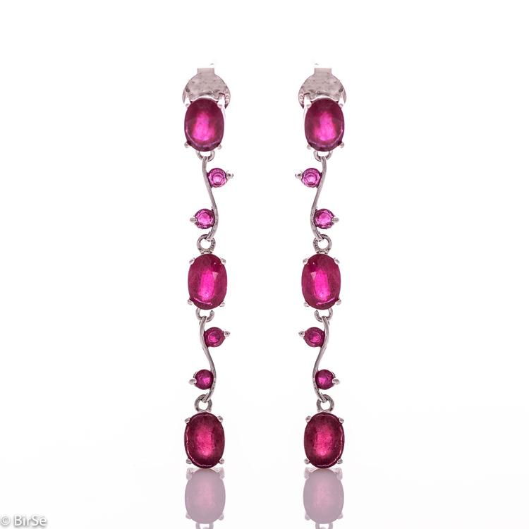 Silver earrings - Natural ruby 6,76 ct