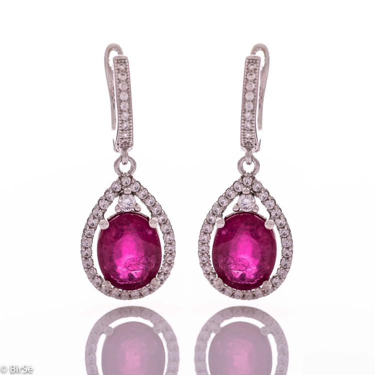 Silver earrings - Natural ruby 6,30 ct.