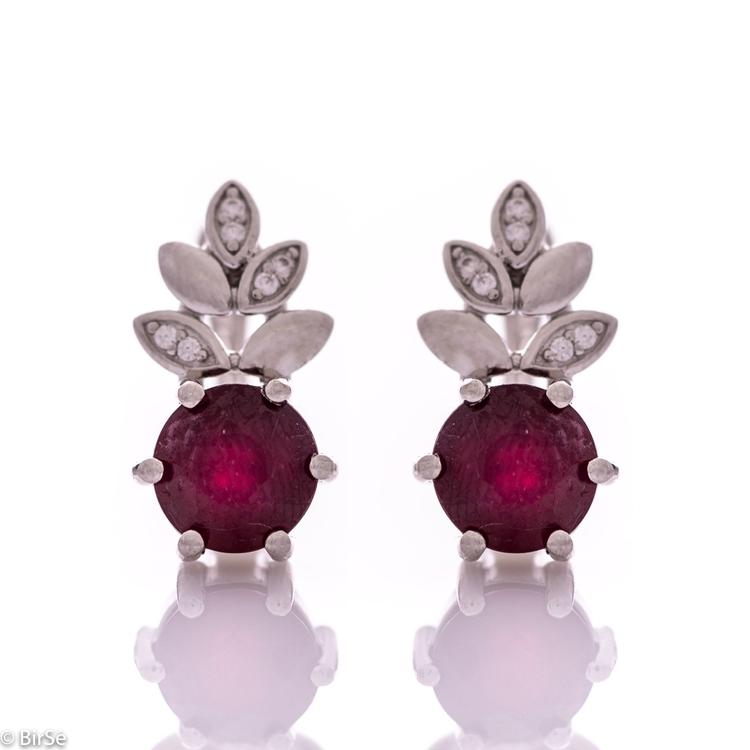 Silver earrings - Natural ruby 2,10 ct