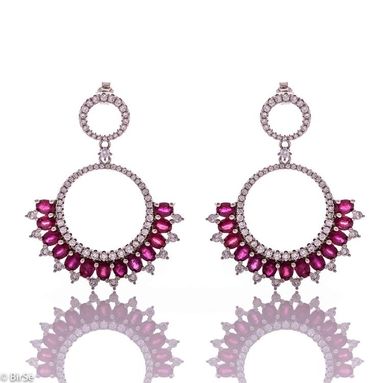 Silver earrings - Natural ruby 9,10 ct