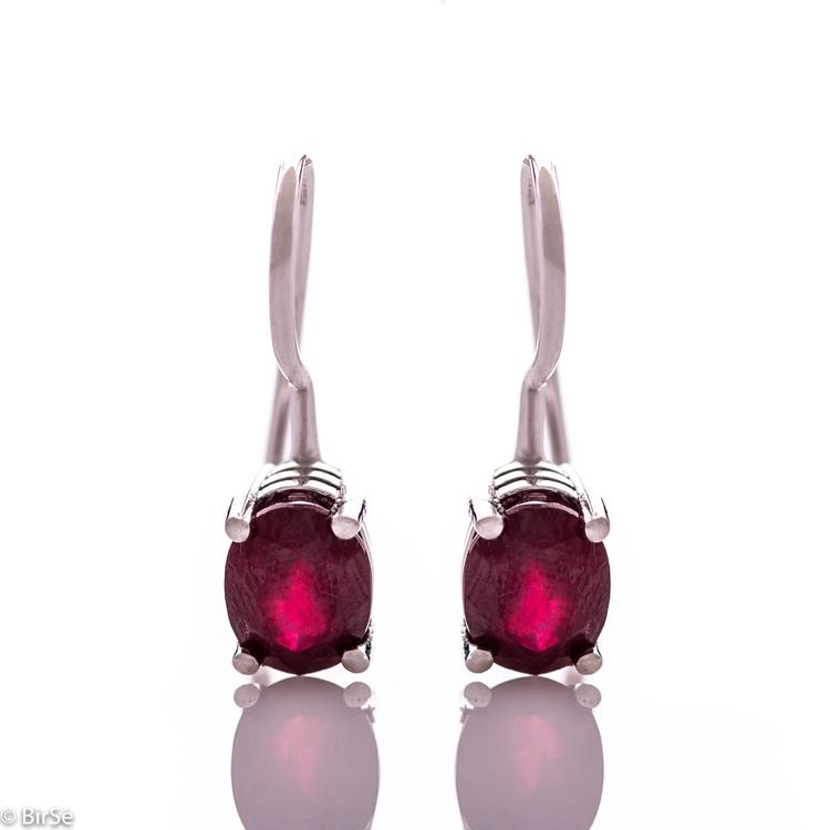 Silver earrings - Natural ruby 3,10 ct