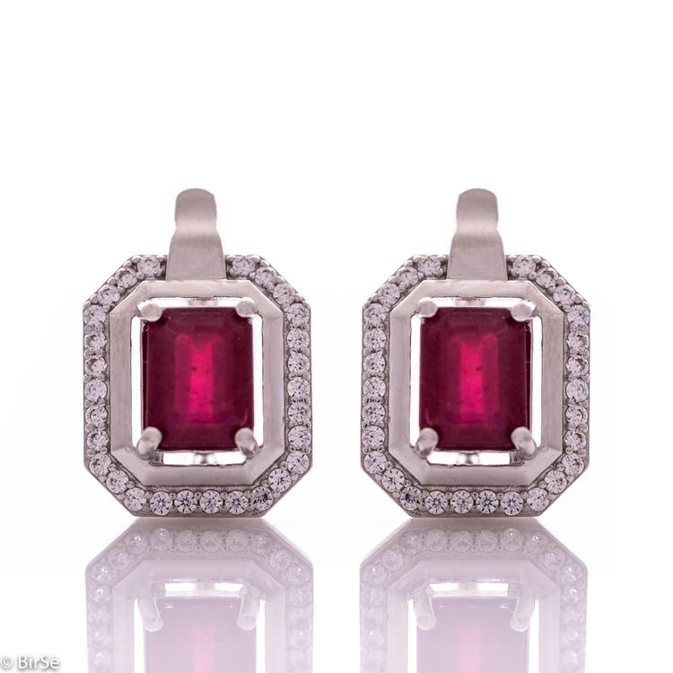 Silver earrings - Natural ruby 3,10 ct