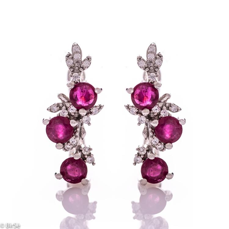 Silver earrings - Natural ruby 2,04 ct 