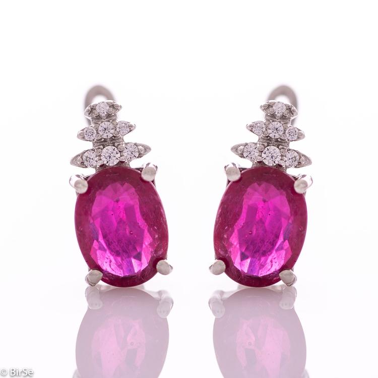 Silver earrings - Natural ruby 4,40 ct