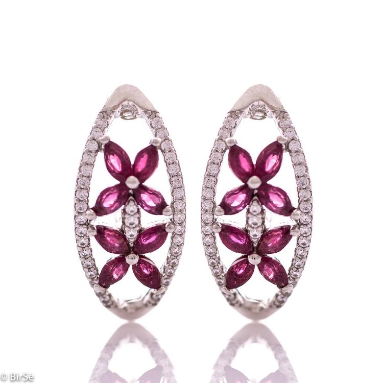 Silver earrings - Natural ruby 2,08 ct