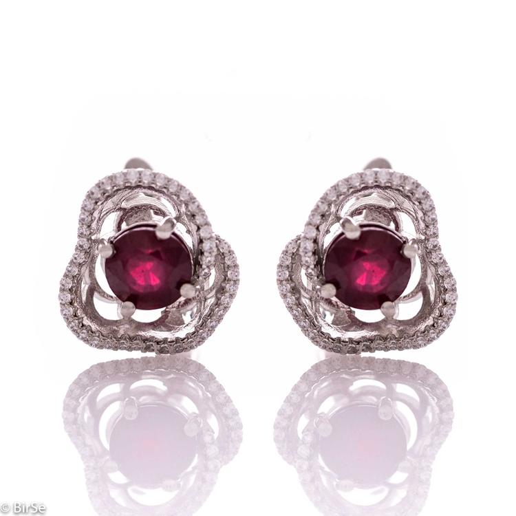 Silver earrings - Natural ruby 3,20 ct