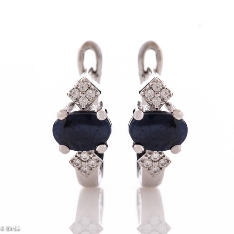 Silver earrings - Natural Sapphire 1,20 ct.