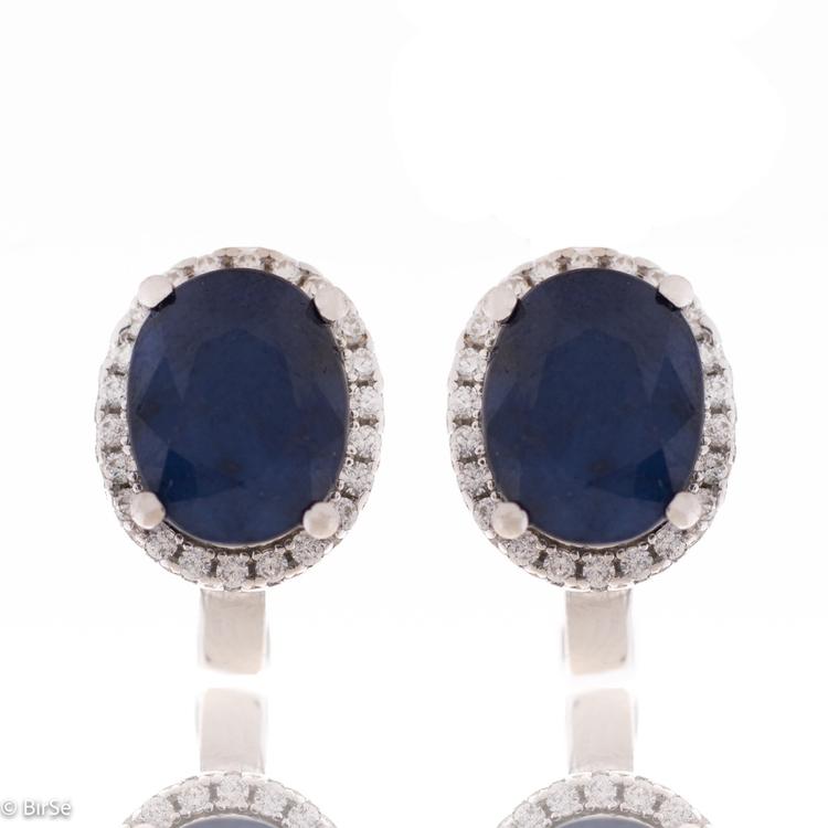 Silver earrings - Natural sapphire 4,40 ct