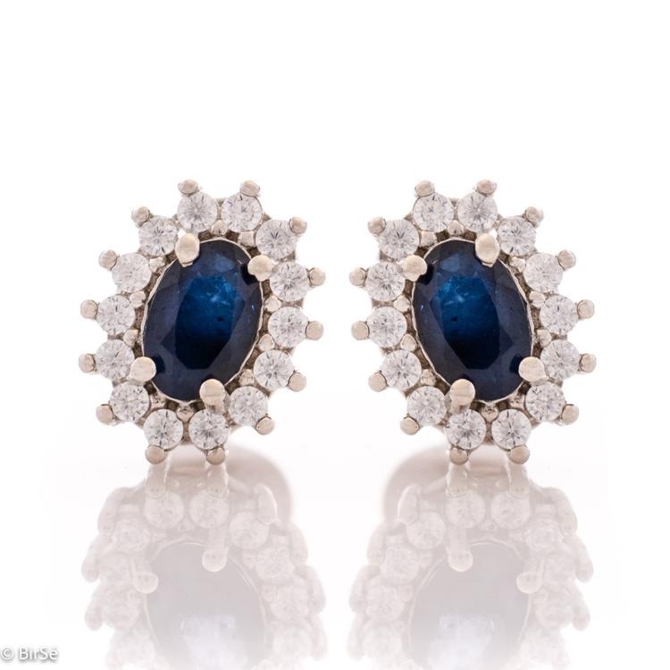 Silver earrings - Natural sapphire 1,20 ct