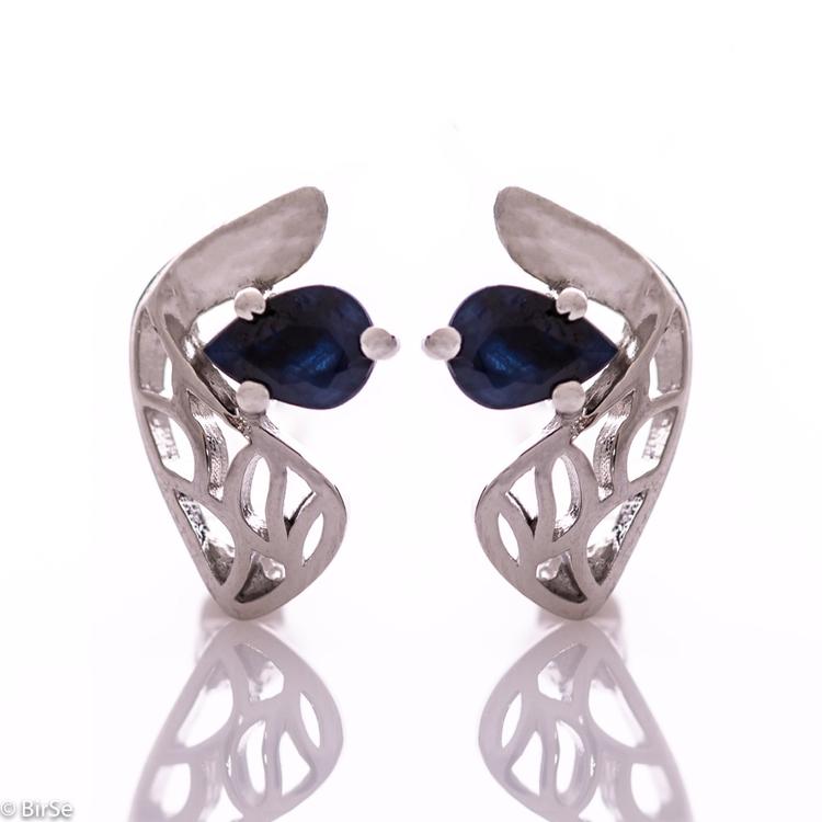 Silver earrings - Natural sapphire 1,00 ct