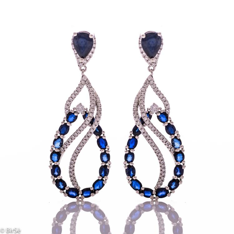 Silver earrings - Natural sapphire 18,30 ct