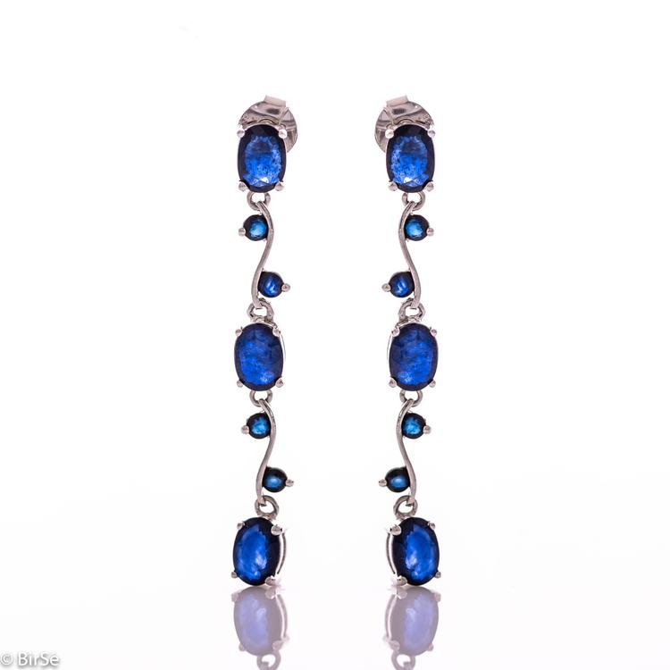 Silver earrings - Natural sapphire 6,4 ct