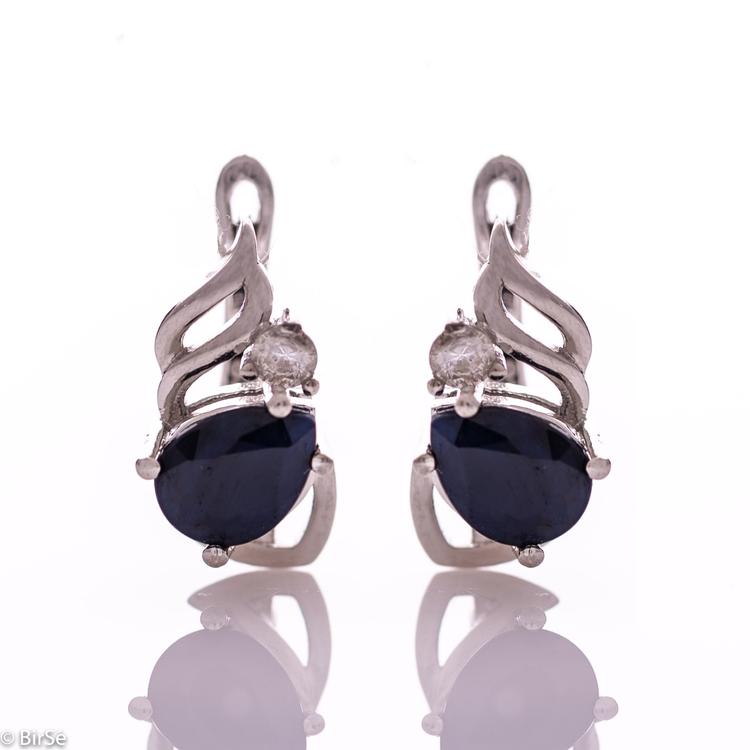 Silver earrings - Natural sapphire 1,50 ct