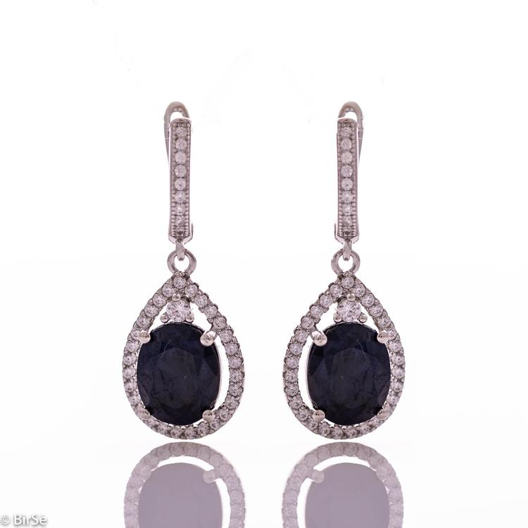 Silver earrings - Natural sapphire 6,30 ct.