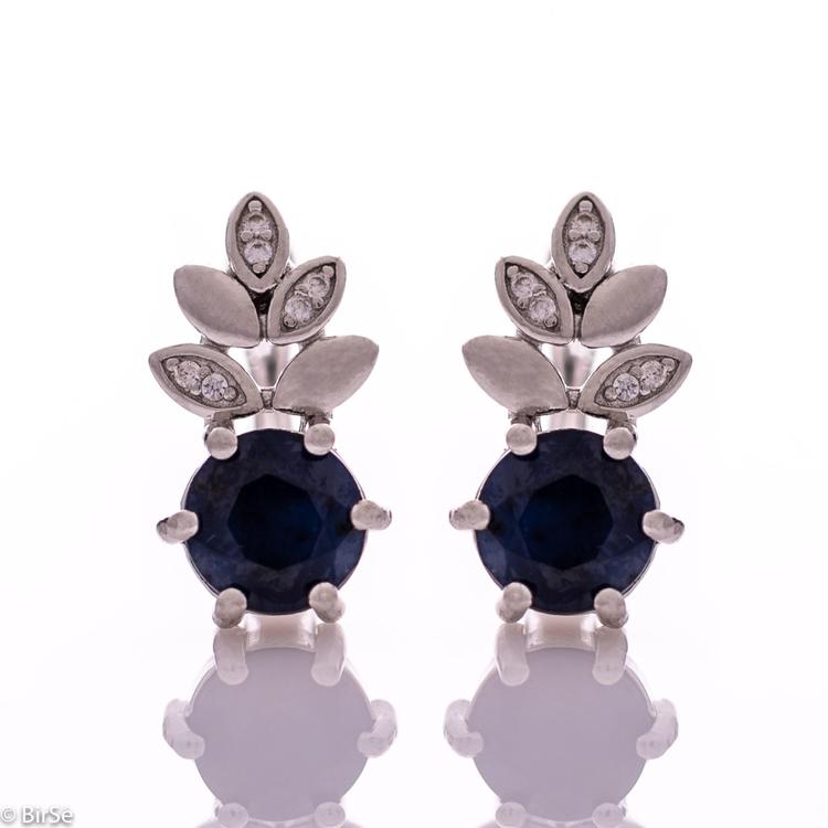 Silver earrings - Natural sapphire 2,10 ct