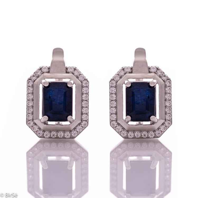 Silver earrings - Natural sapphire 3,10 ct