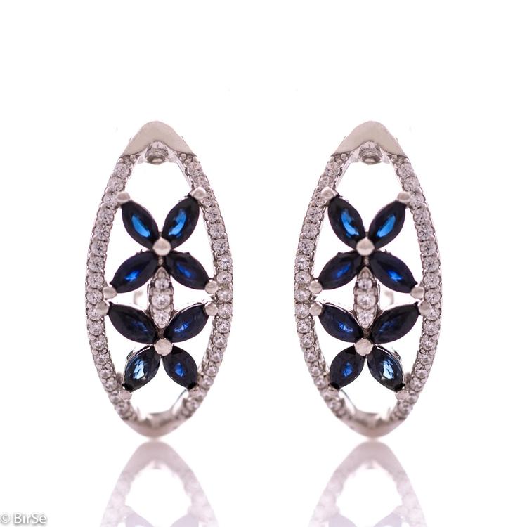 Silver earrings - Natural sapphire 2,08 ct