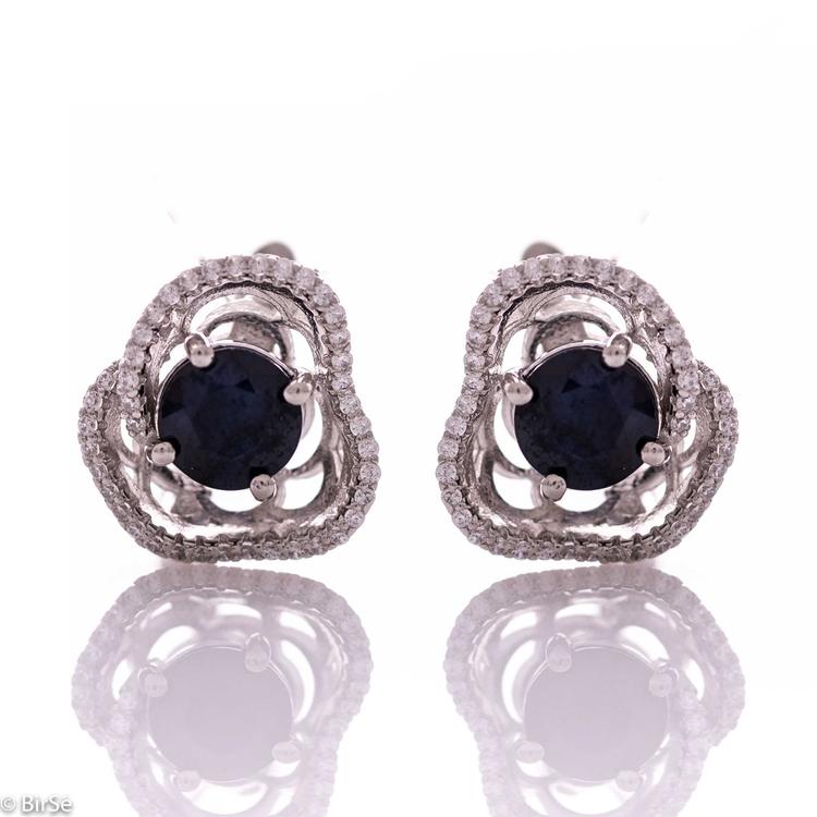 Silver earrings - Natural sapphire 3,20 ct