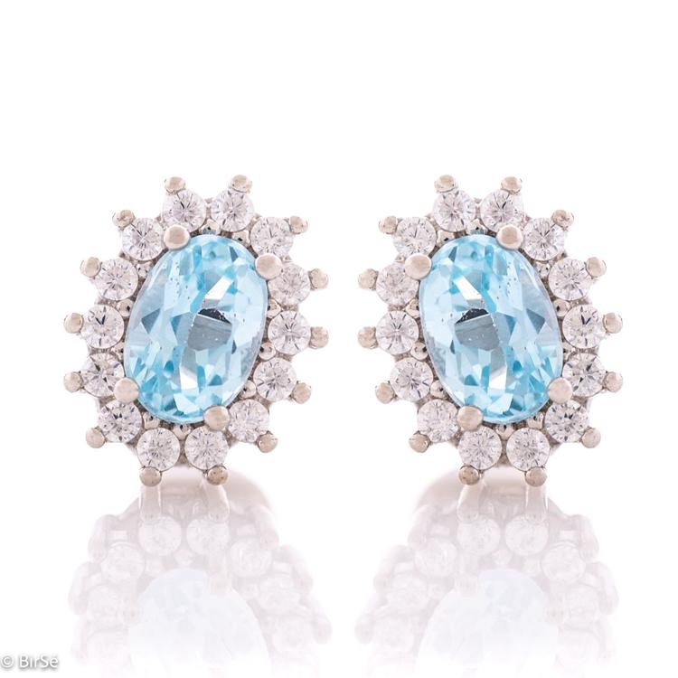 Silver earrings - Natural blue topaz 1,14 ct.