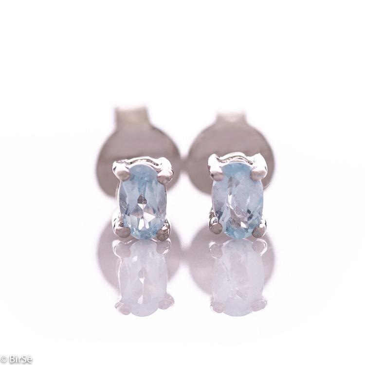 Silver earrings - Natural blue topaz 5x3 mm 0,56 ct.