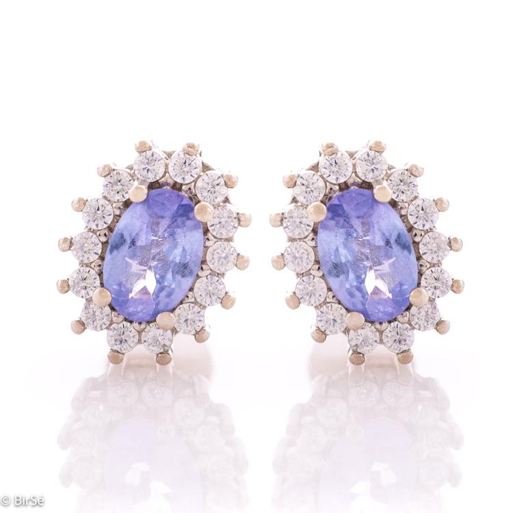 Silver earrings - Natural tanzanite 0,96 ct. 