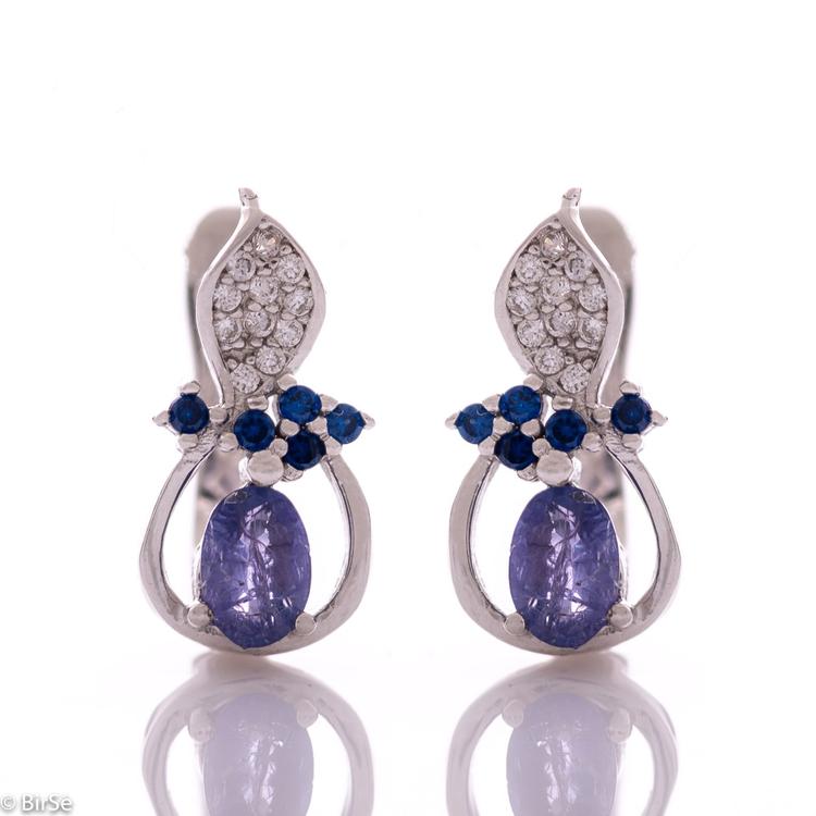 Silver earrings - Natural tanzanite 2,28 ct