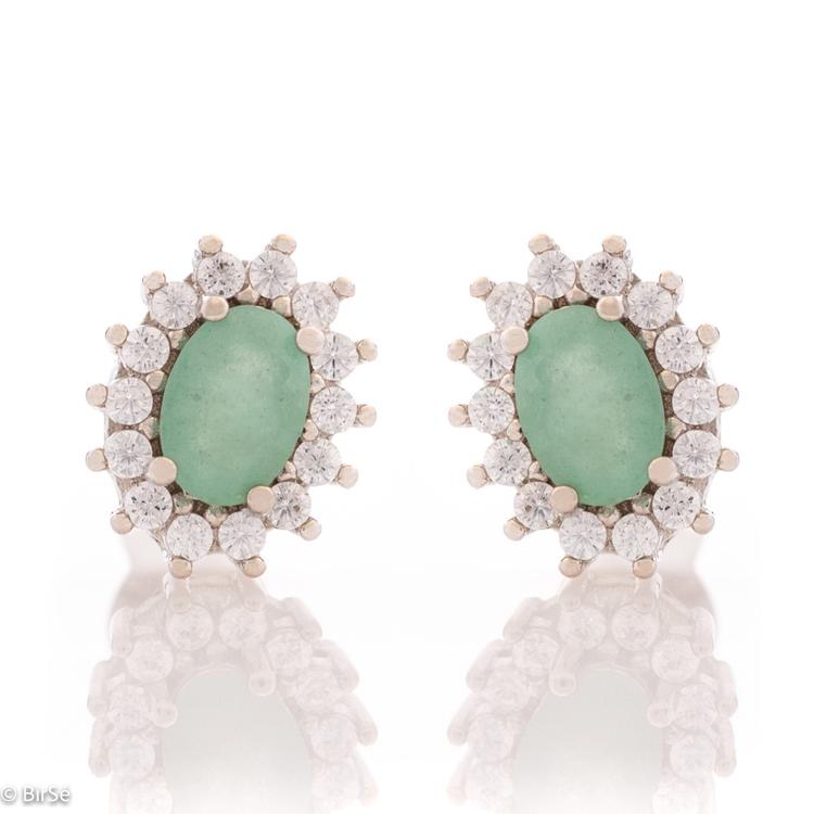 Silver earrings - Natural emerald 1,04 ct. 