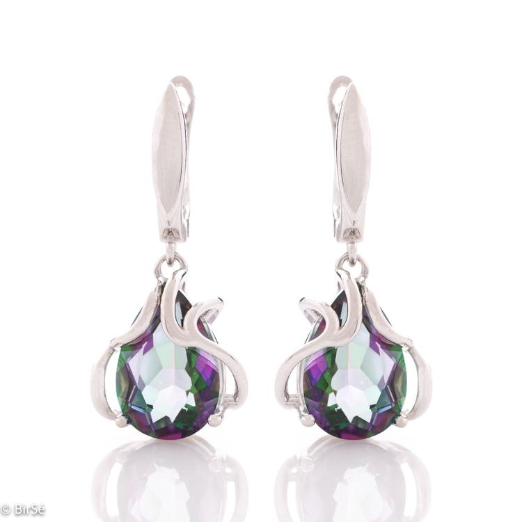 Silver earrings - Natural mystic topaz 17 ct.