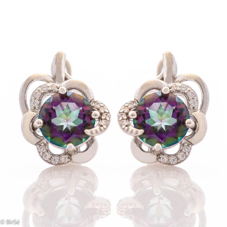 Silver earrings - Natural mystic topaz 3,10 ct