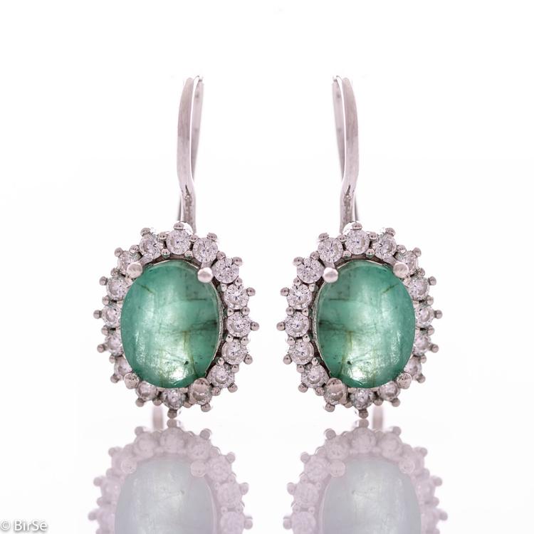 Silver earrings - Natural emerald 3,80 ct