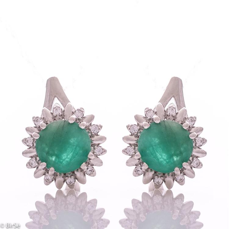 Silver earrings - Natural emerald 5,00 ct